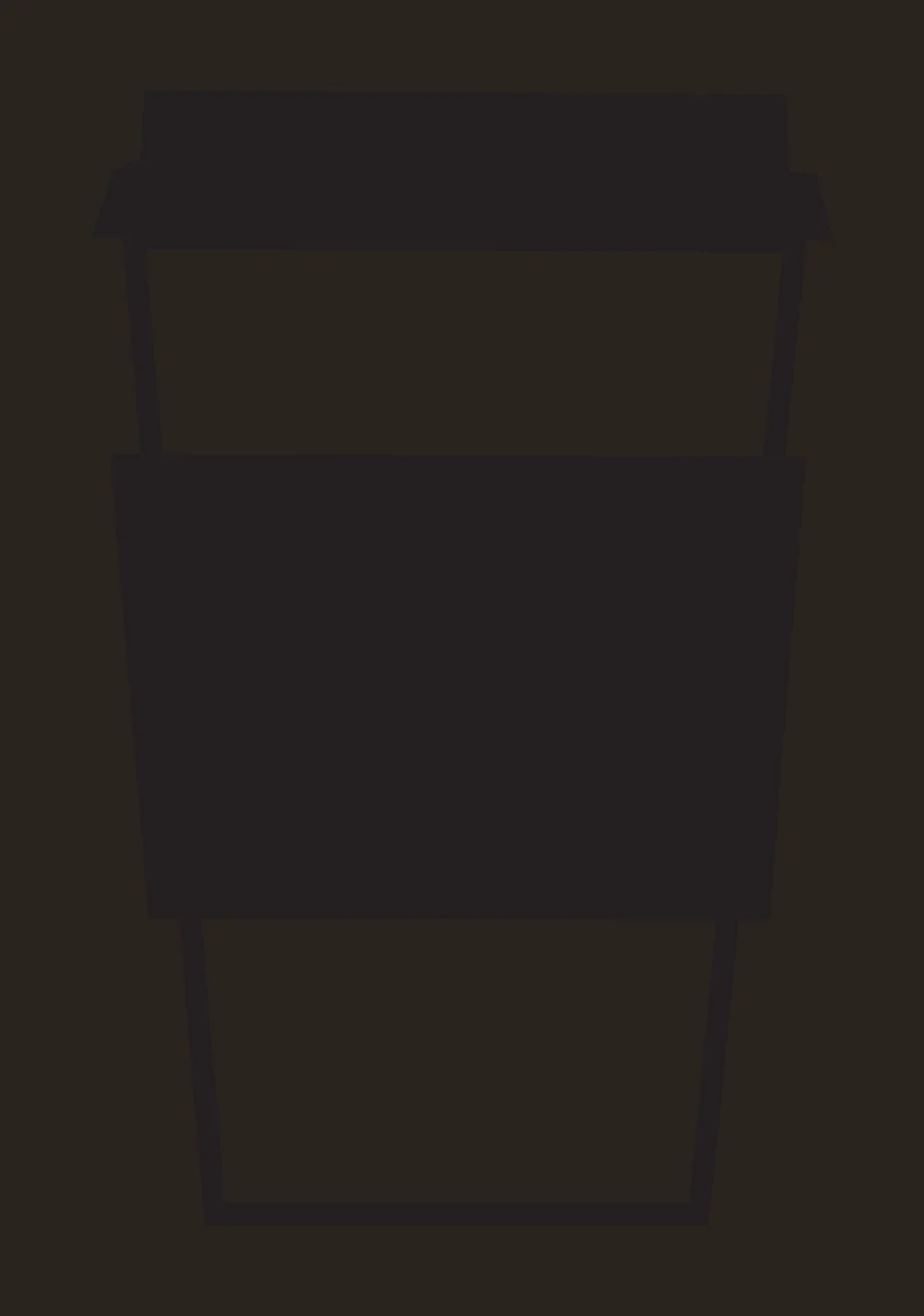 Black silhouette of a disposable coffee cup with lid and sleeve Illustration with white background contrast preview thumbnail