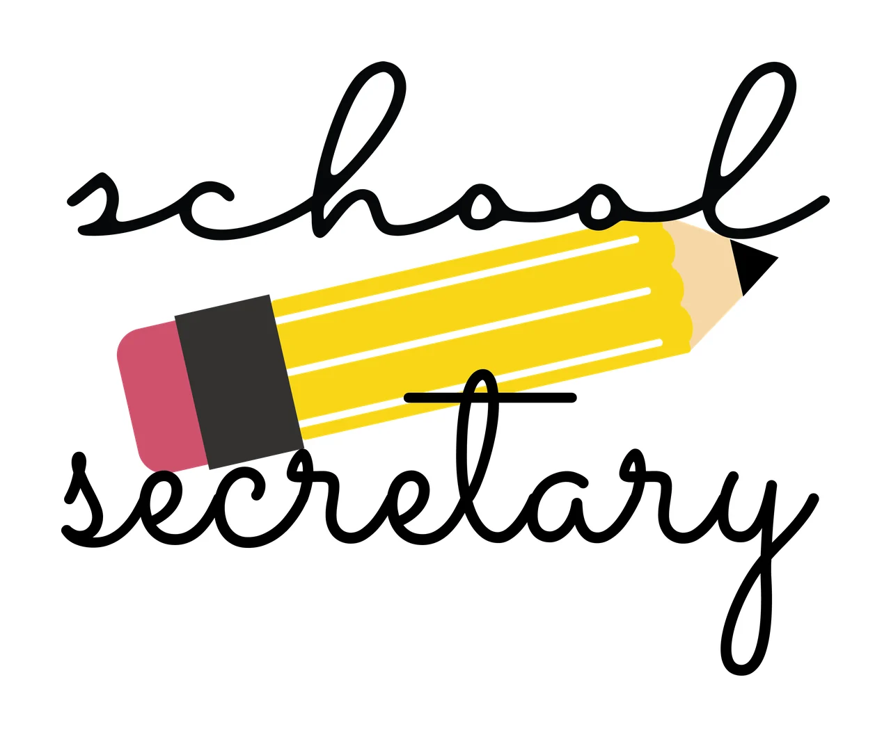 School Secretary With Pencil Silhouette Illustration text and