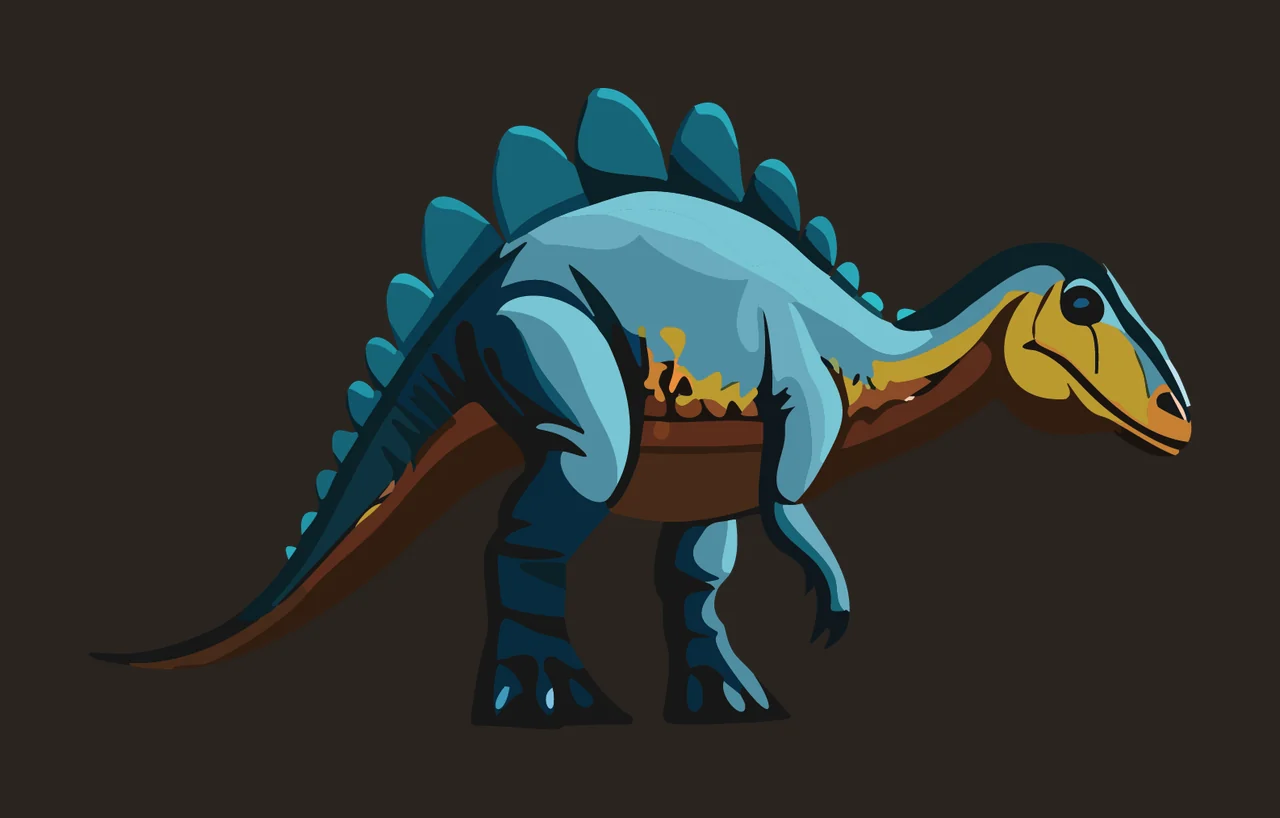 Dinosaur Profile View With Spiked Back standing spikes tail contrast preview thumbnail