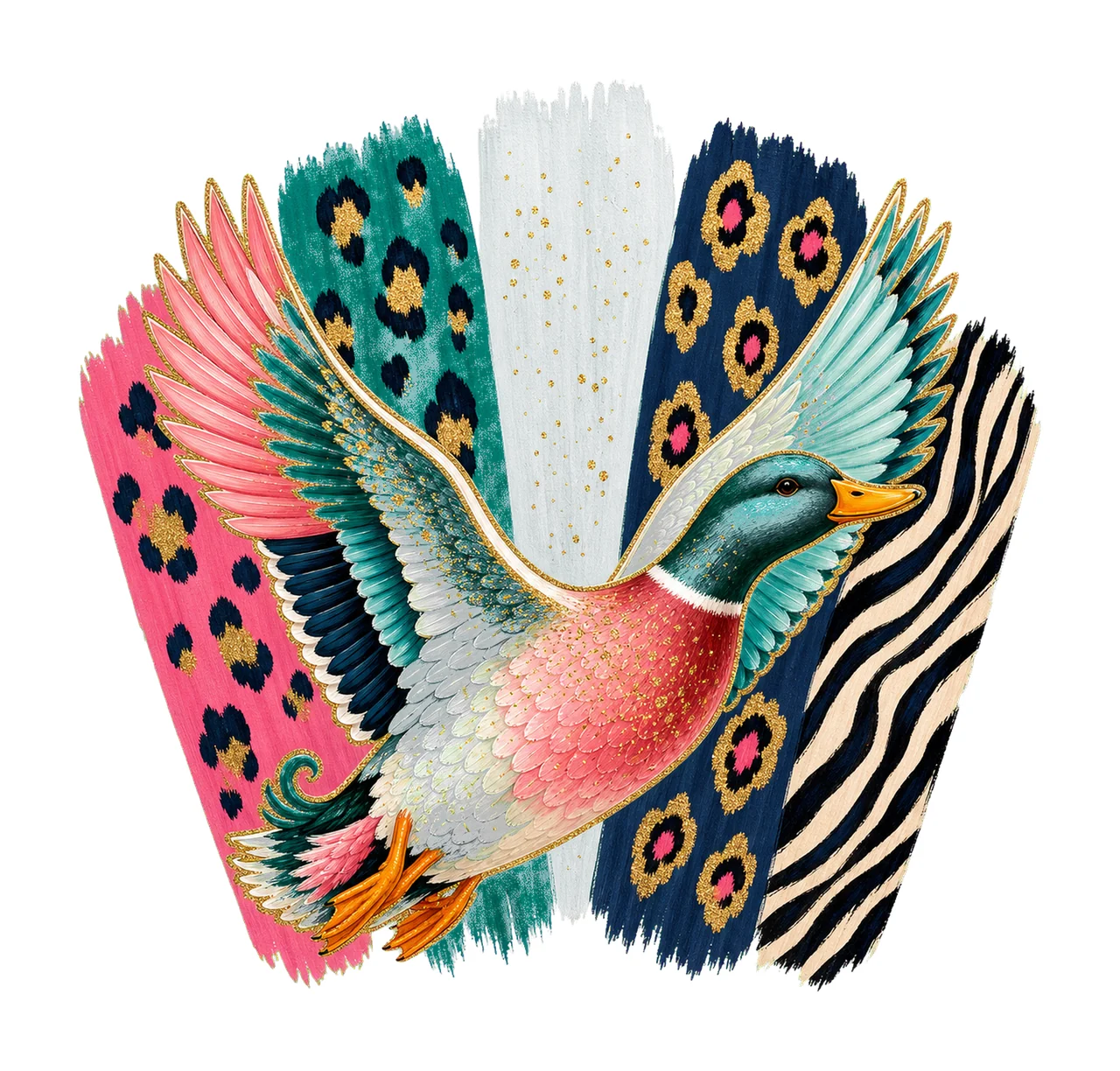 Flying Mallard Duck Colorful Preppy Hunting Variation D