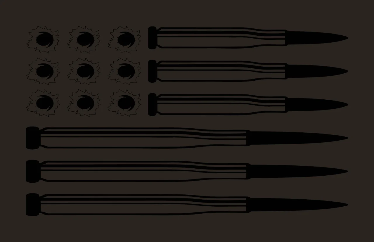 Flag Composed Of Bullets casing line drawing black white ammunition contrast preview thumbnail