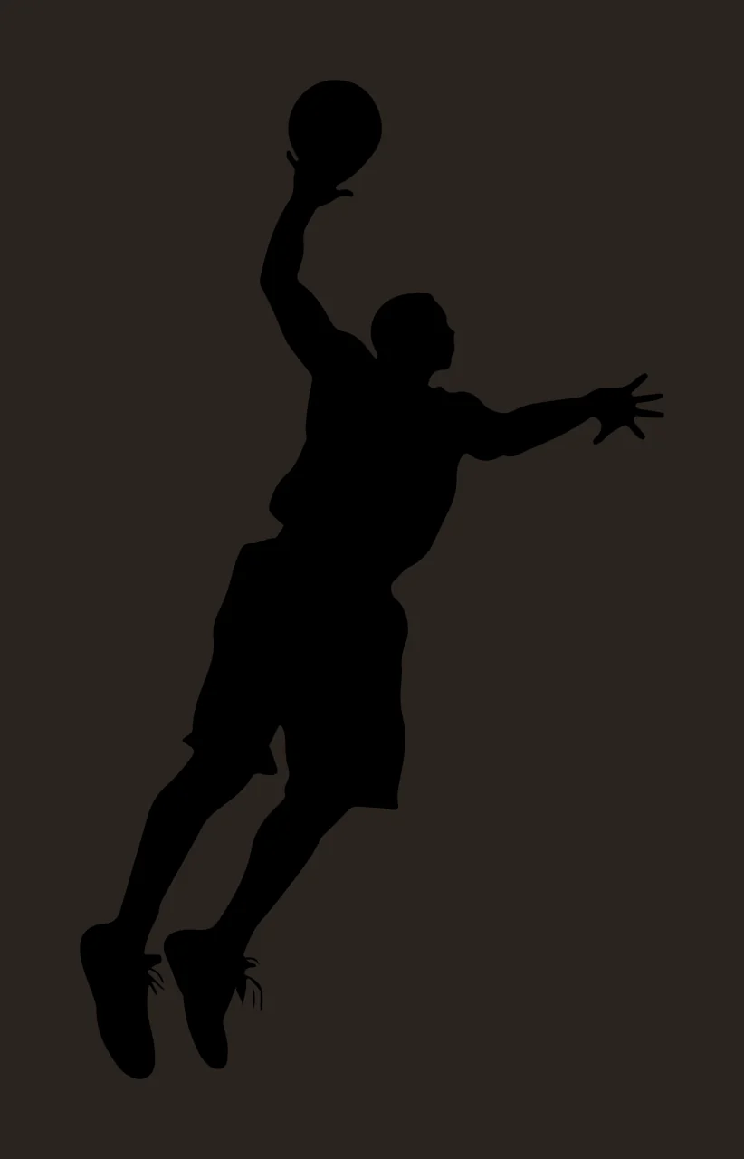 Player Black Silhouette Of A Basketball Performing Jump jumping contrast preview thumbnail