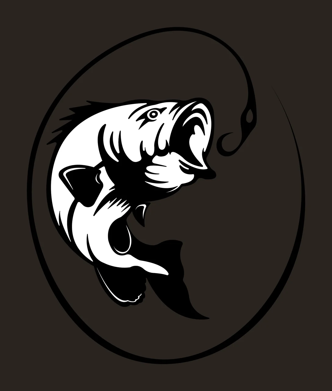 Fish Simple Black Silhouette Of A On Fishing hooked hook oval outline contrast preview thumbnail