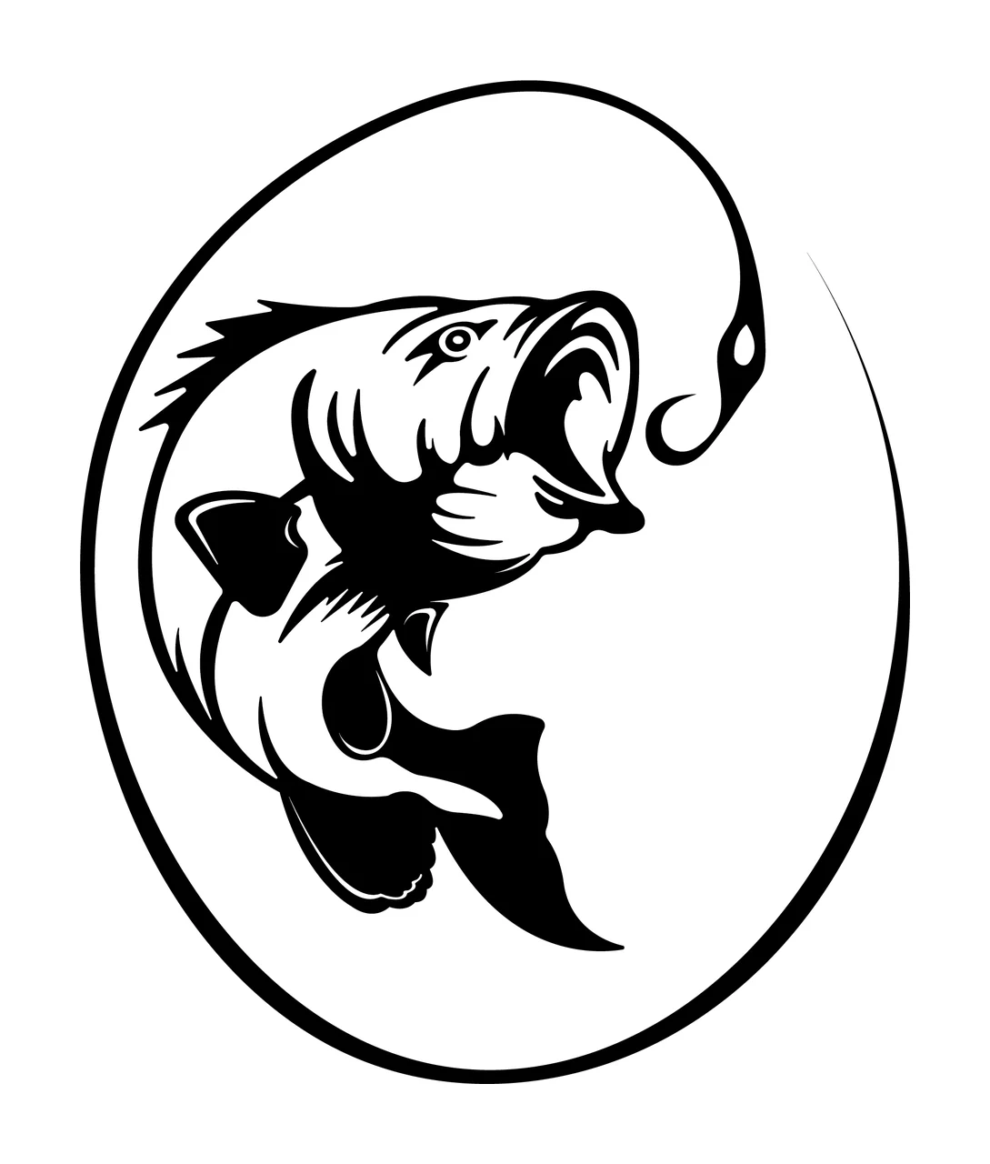 Fish Simple Black Silhouette Of A On Fishing hooked hook oval outline