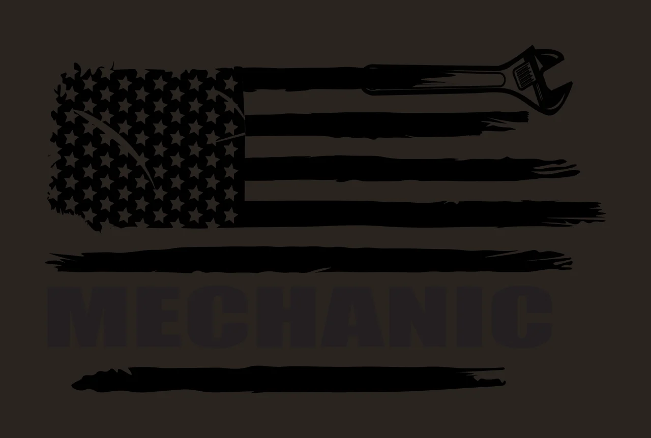 Mechanic Wrench On Flag Stripe Graphic and horizontal distressed contrast preview thumbnail