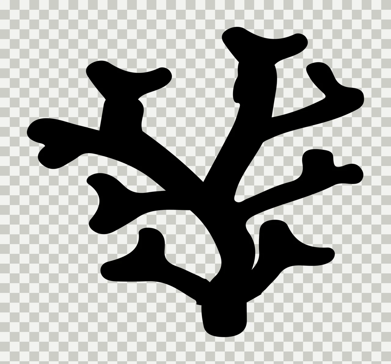 Black Silhouette Of A Branching Underwater Coral Reef growing transparency and detail preview thumbnail