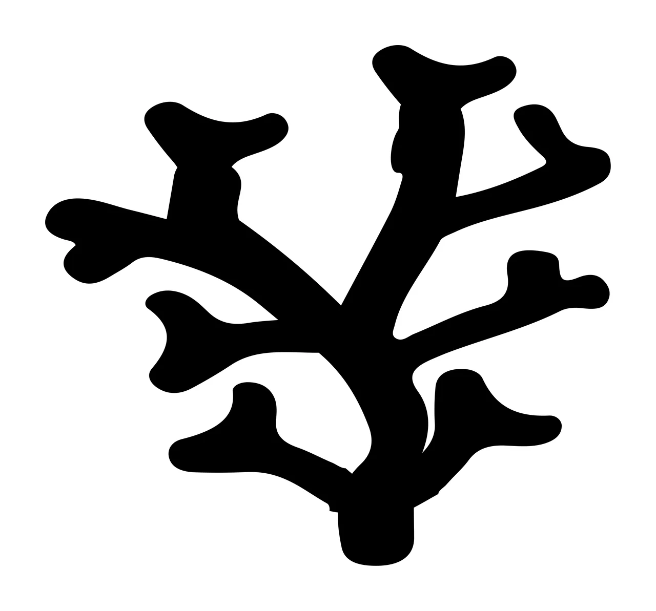 Black Silhouette Of A Branching Underwater Coral Reef growing