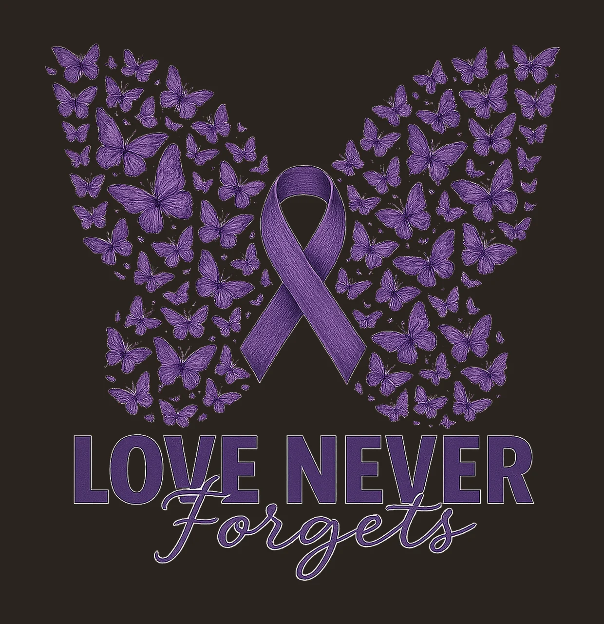 Alzheimers Awareness Purple Ribbon Dementia Support Design contrast preview thumbnail