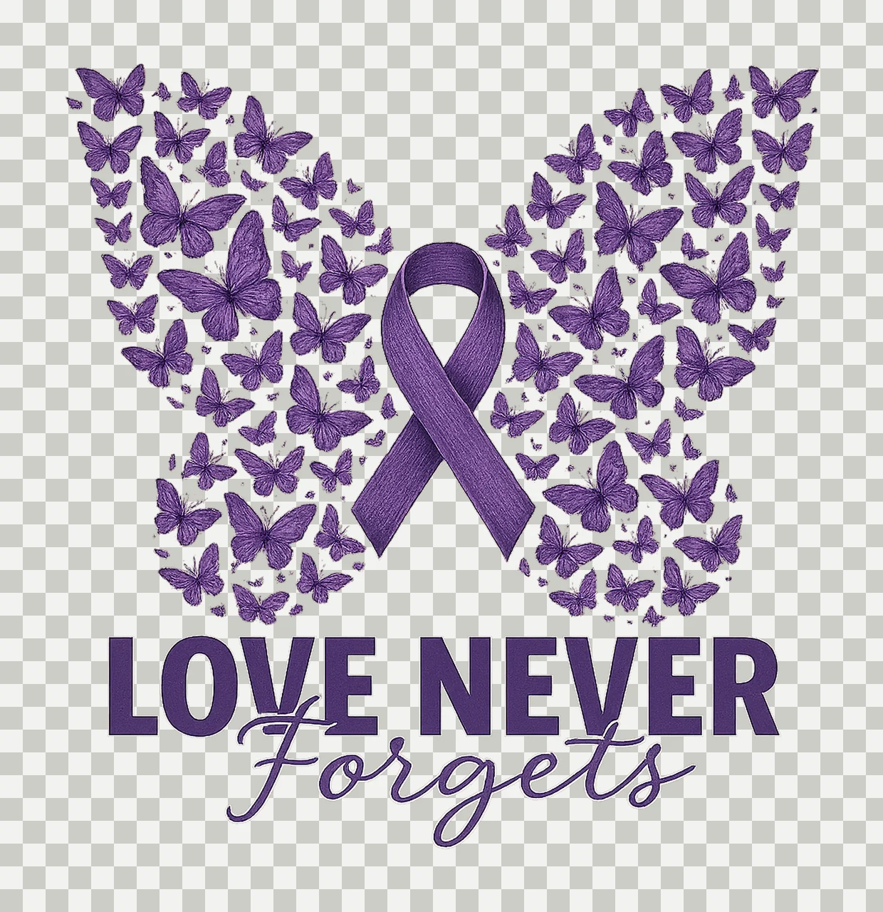 Alzheimers Awareness Purple Ribbon Dementia Support Design transparency and detail preview thumbnail