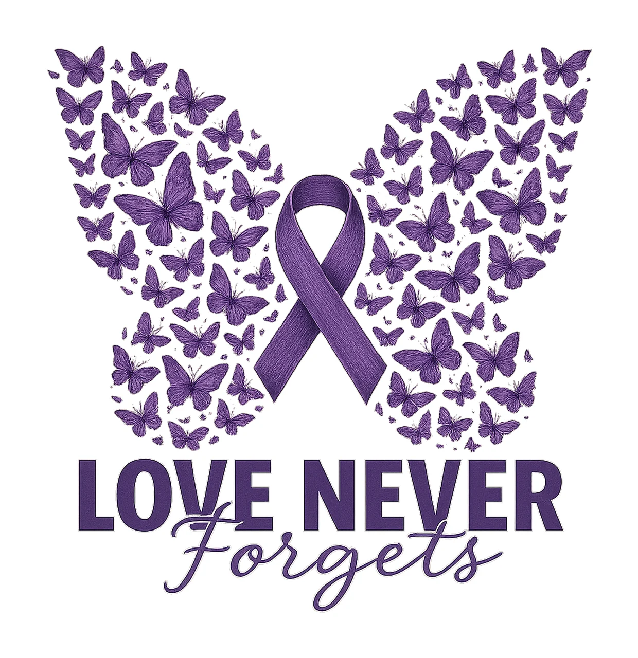 Alzheimers Awareness Purple Ribbon Dementia Support Design