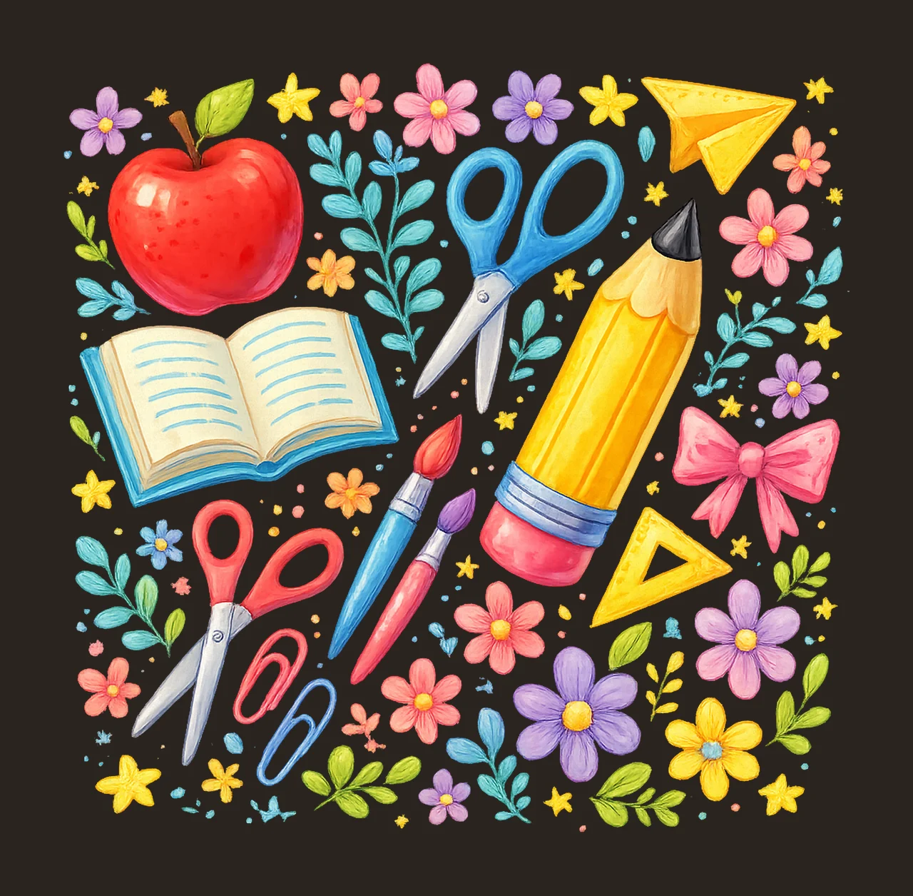 Floral Teacher Pencil Coquette Back to School Design 1st Day contrast preview thumbnail