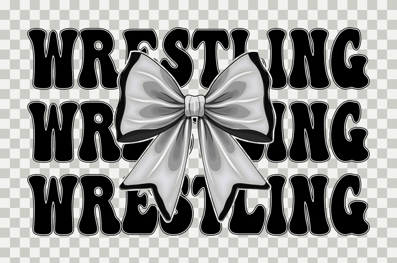 Wrestling Black Silhouette Of A Hair Bow Over typography 1 transparency and detail preview thumbnail