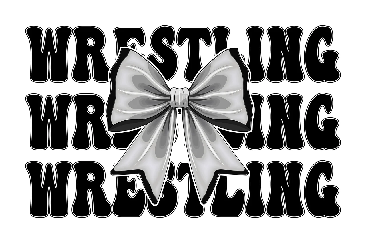 Wrestling Black Silhouette Of A Hair Bow Over typography 1