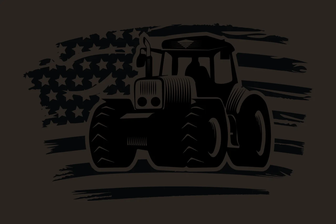 Tractor Flag Silhouette Over American Pattern stars stripes contrast preview thumbnail
