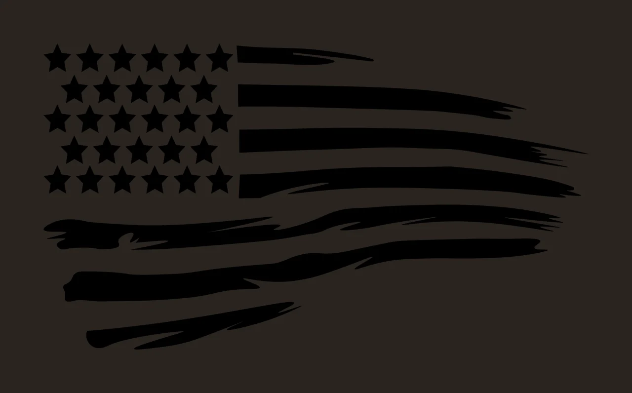 Black Flag Distressed United States Silhouette With Horizontal waving contrast preview thumbnail