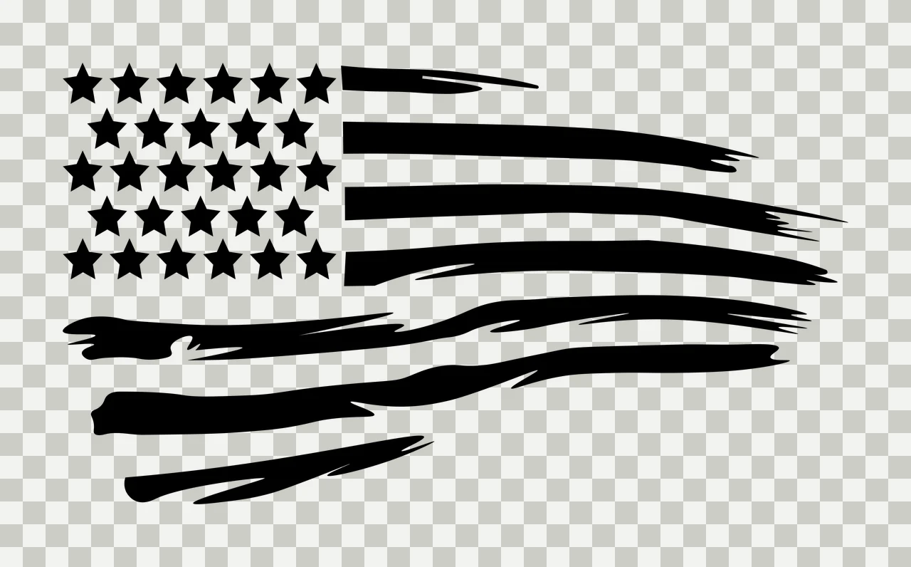 Black Flag Distressed United States Silhouette With Horizontal waving transparency and detail preview thumbnail