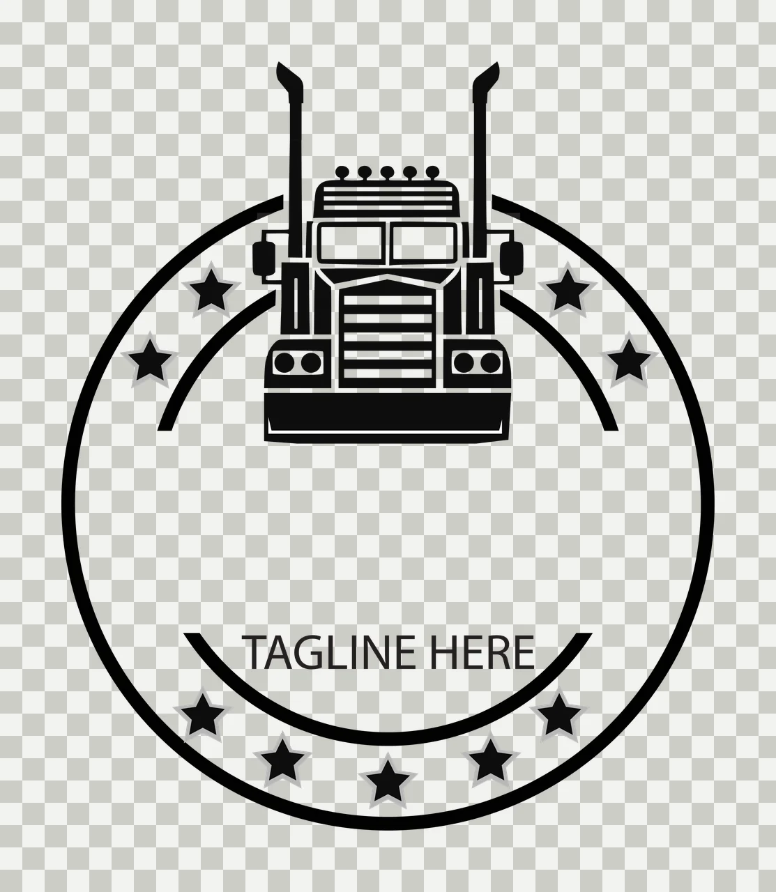 Black Semi Truck Front View Inside Circular Frame stationary transparency and detail preview thumbnail
