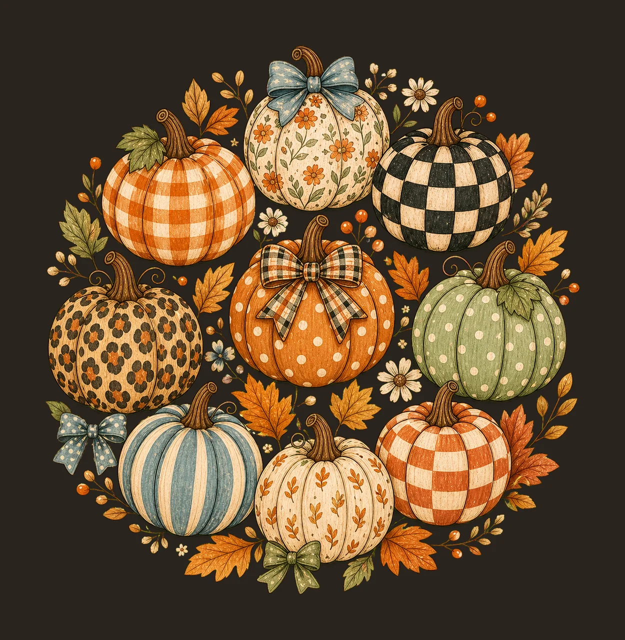 Pumpkin Preppy Fall Pumpkin Sublimation Cute Variation C contrast preview thumbnail