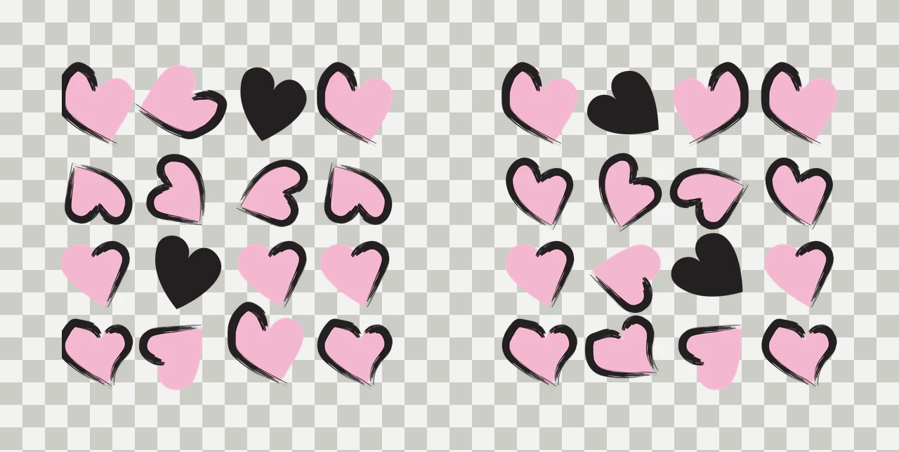 Heart Can Glass Wrap Grid Of Solid Black hearts pattern minimalist transparency and detail preview thumbnail