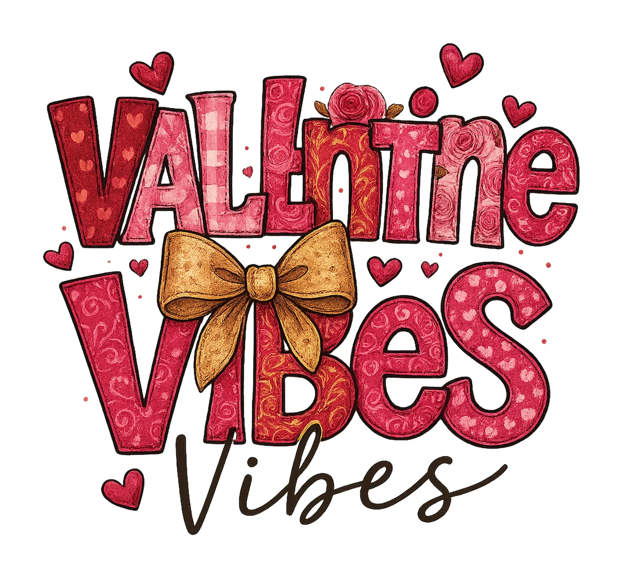 Coquette Valentine Vibes Glitter Valentine Brushstroke