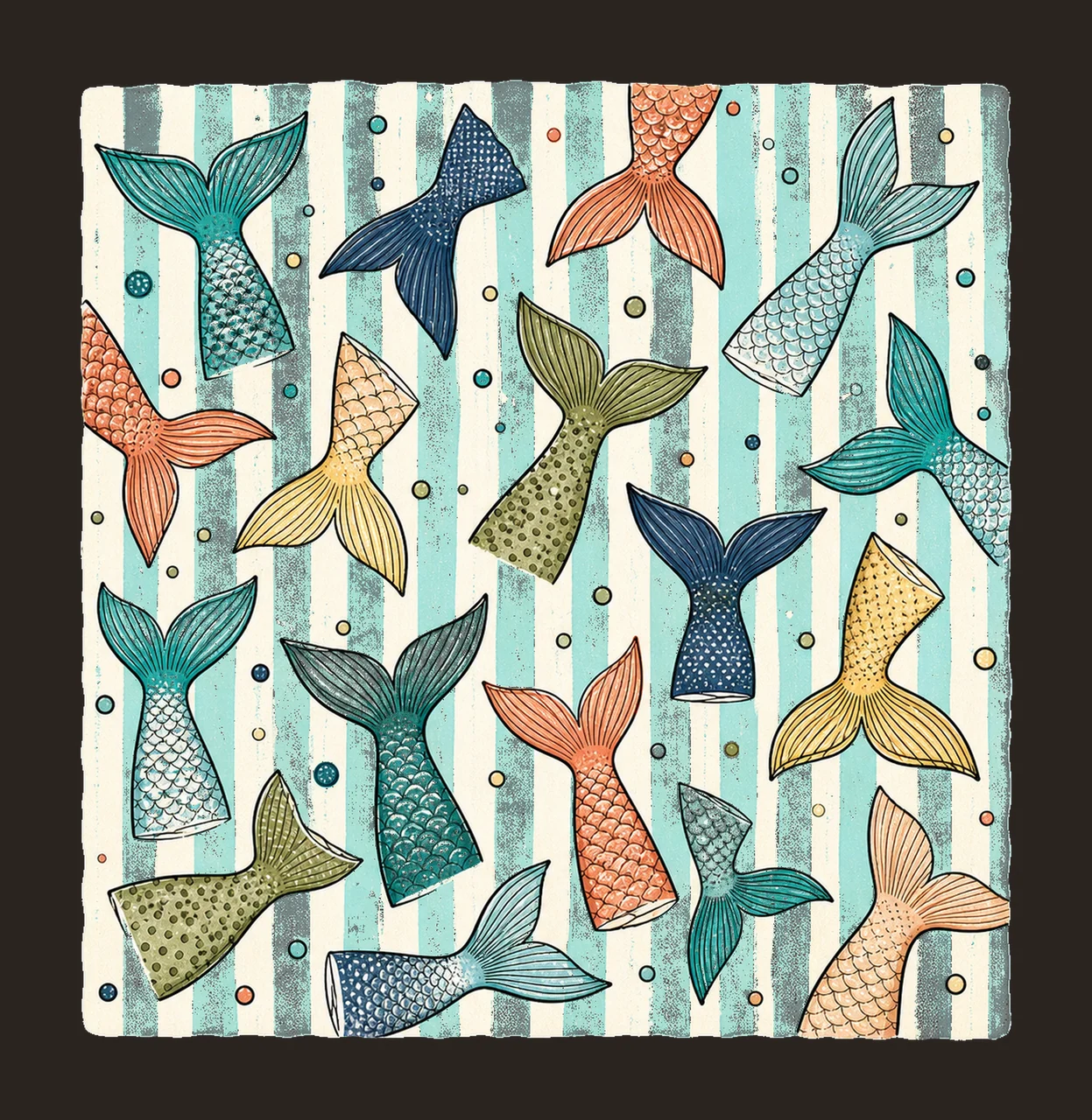 Fish Tail Pattern Coastal Stripe Design Fishing Variation B contrast preview thumbnail