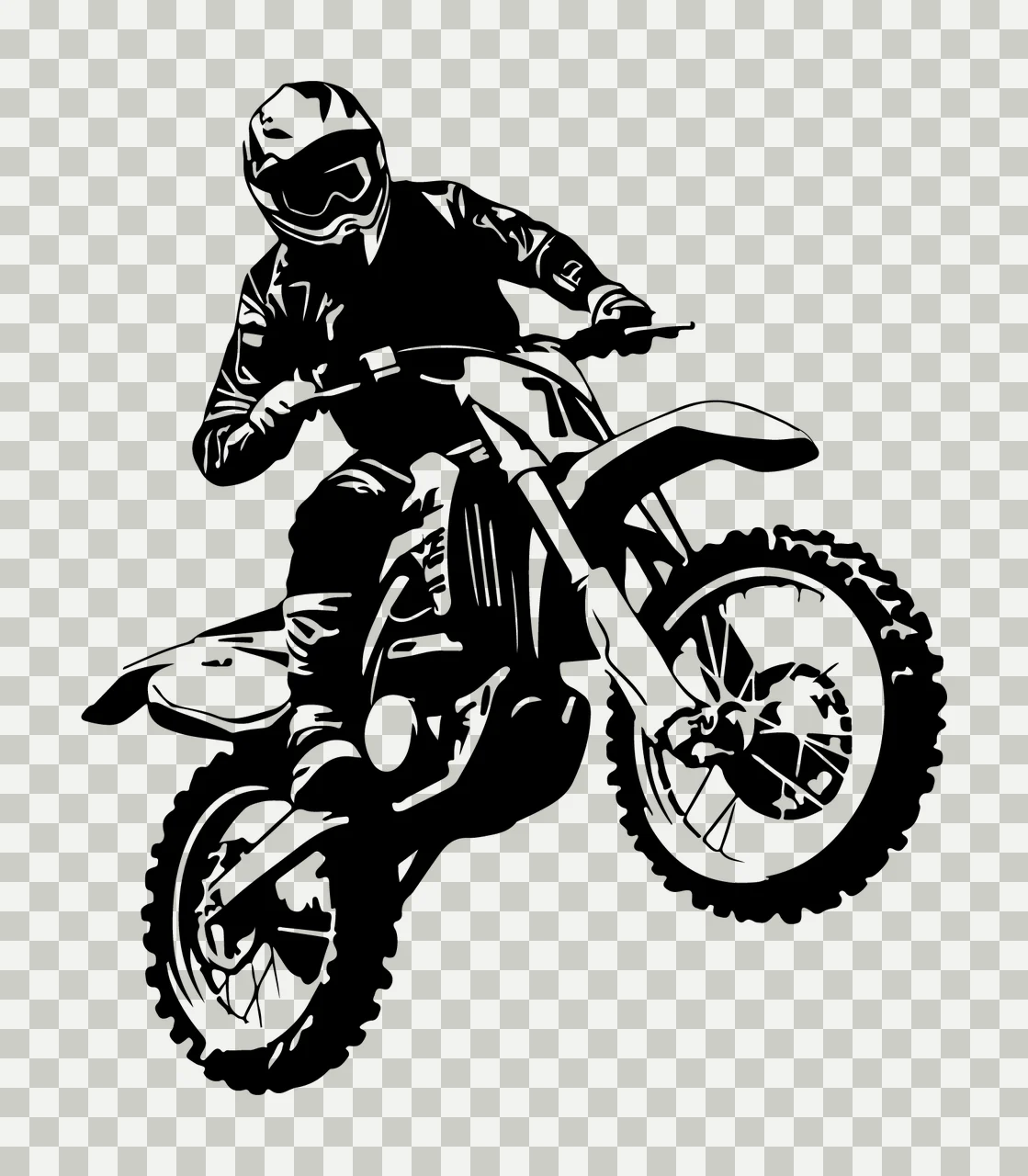 Motocross Rider On Dirt Bike Silhouette jumping helmet wheels transparency and detail preview thumbnail