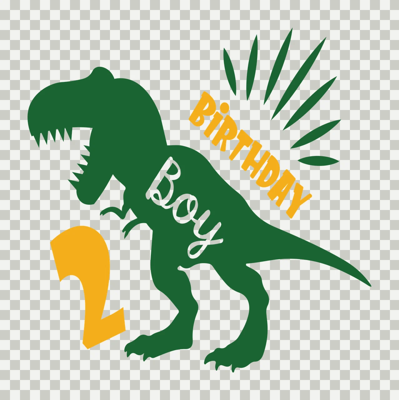 Birthday Boy 2 Dinosaur Silhouette standing number sunburst transparency and detail preview thumbnail