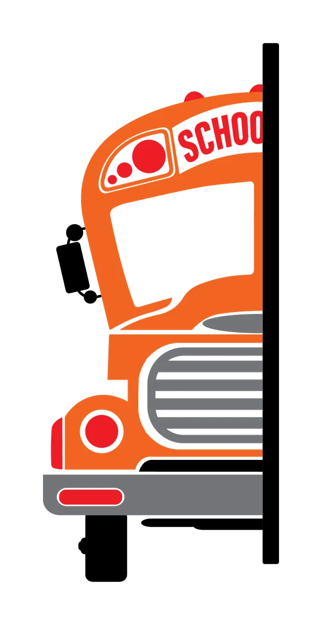 School Bus Revealing With Front And Lights