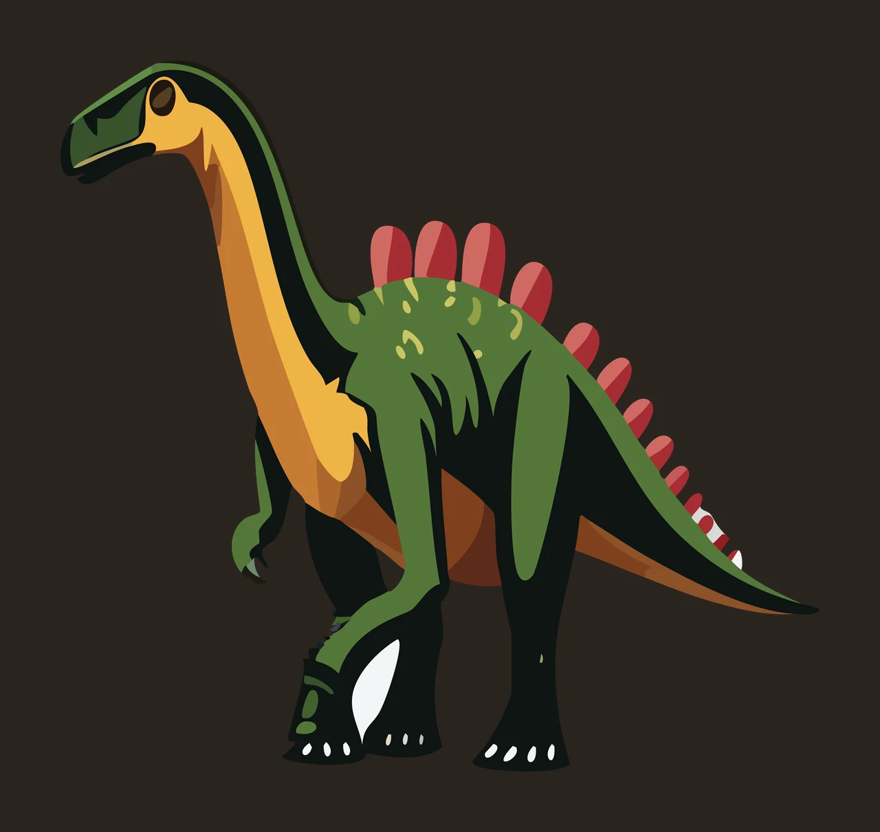 Dinosaur Silhouette With Long Neck standing dorsal plates line drawing contrast preview thumbnail