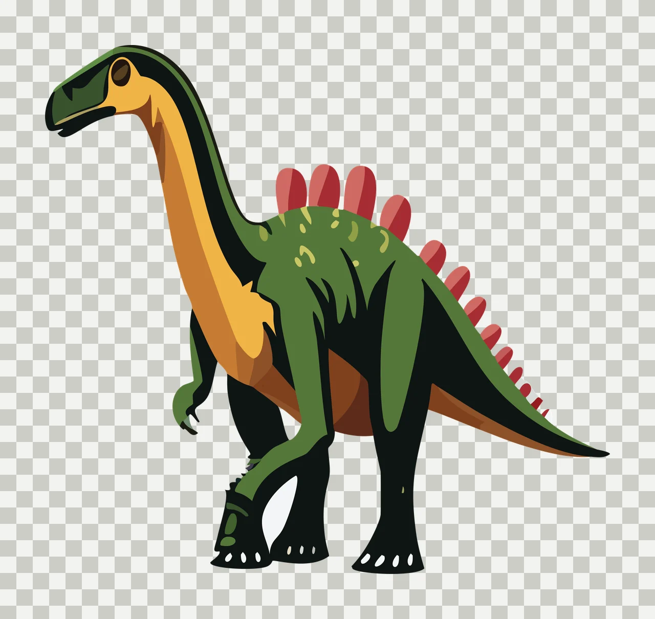 Dinosaur Silhouette With Long Neck standing dorsal plates line drawing transparency and detail preview thumbnail