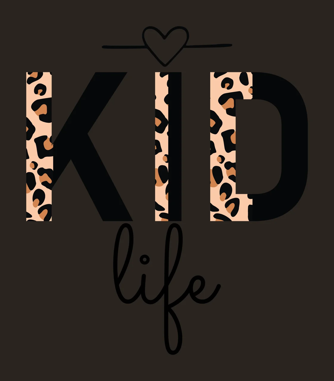 Kid Life Text With Heart displayed black white plain Variation contrast preview thumbnail