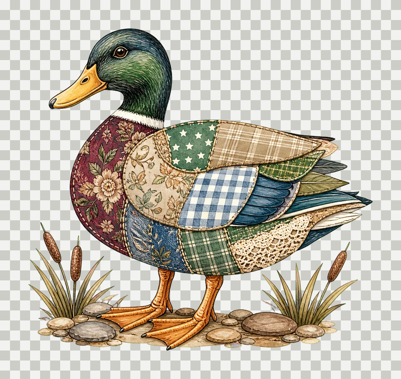 Mallard Duck Patchwork Lake Life Sublimation Variation B transparency and detail preview thumbnail
