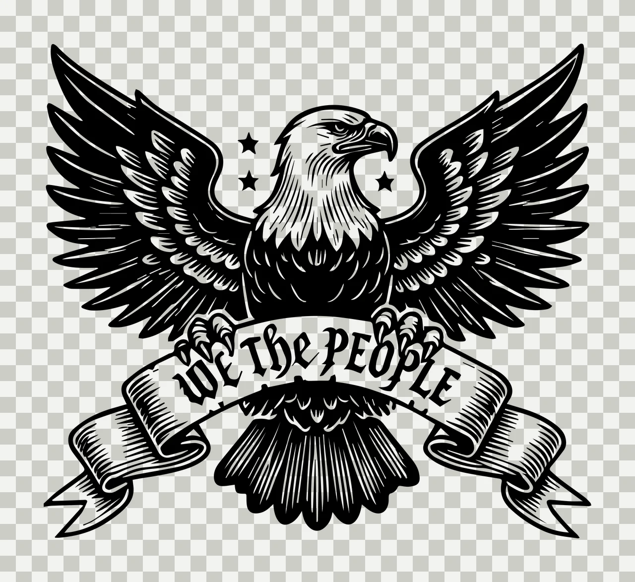 We The People Eagle Emblem stars ribbon vintage illustration transparency and detail preview thumbnail