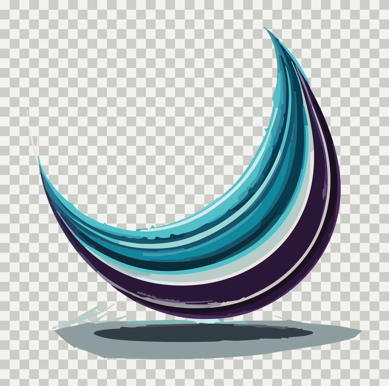 Crescent Shape With Linear Texture lines base engraved black transparency and detail preview thumbnail