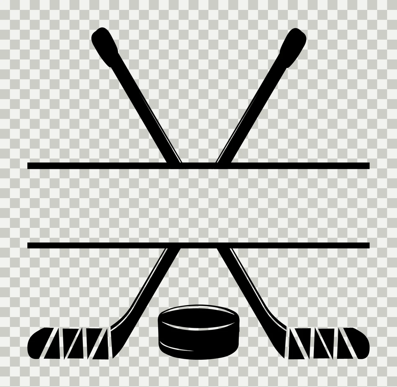 Hockey Sticks Crossed With Puck And Bars transparency and detail preview thumbnail