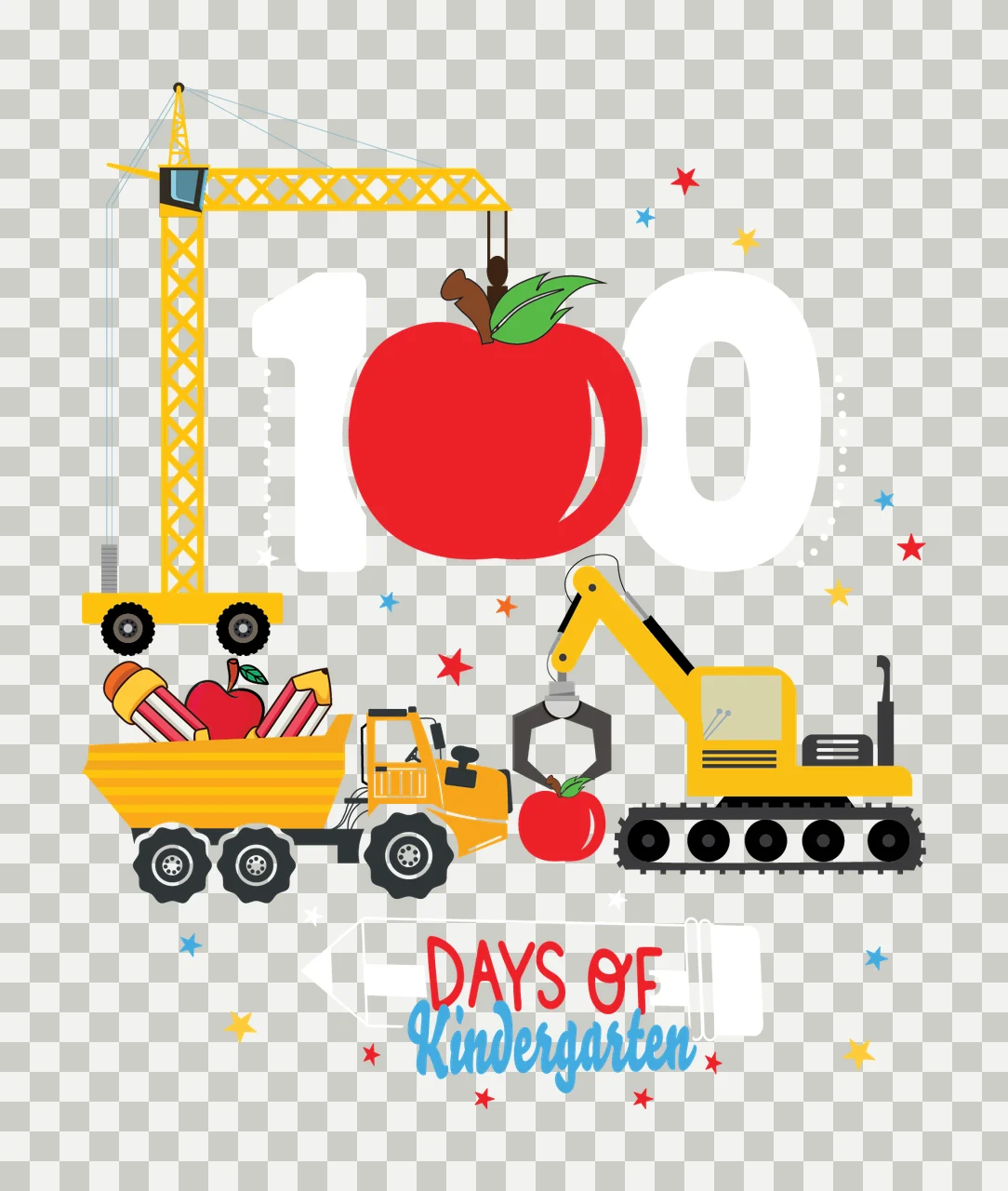 School Construction Theme equipment Working crane excavator transparency and detail preview thumbnail