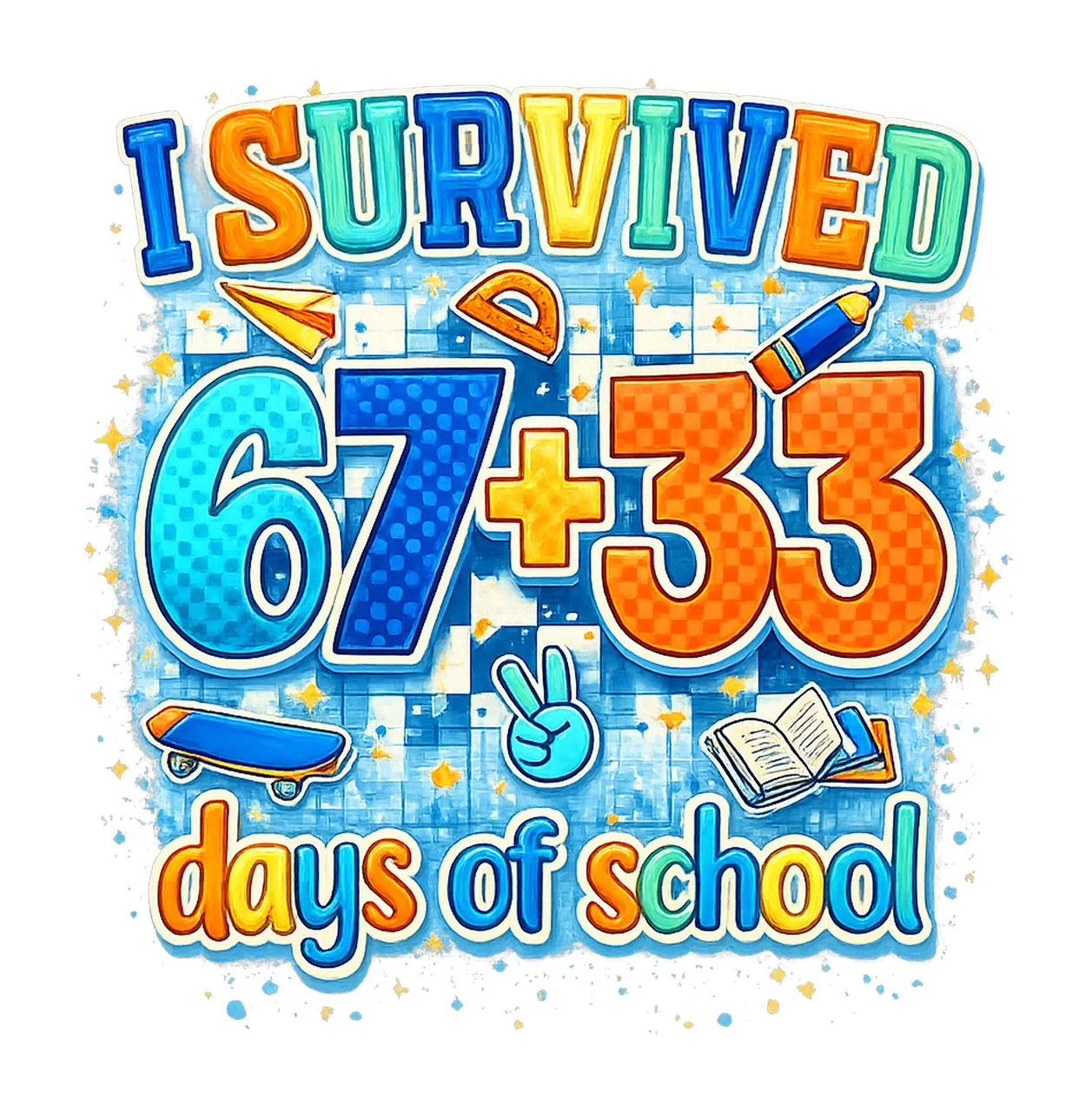 Checkered 100 Days Of School 100th Day of School Fun Digital