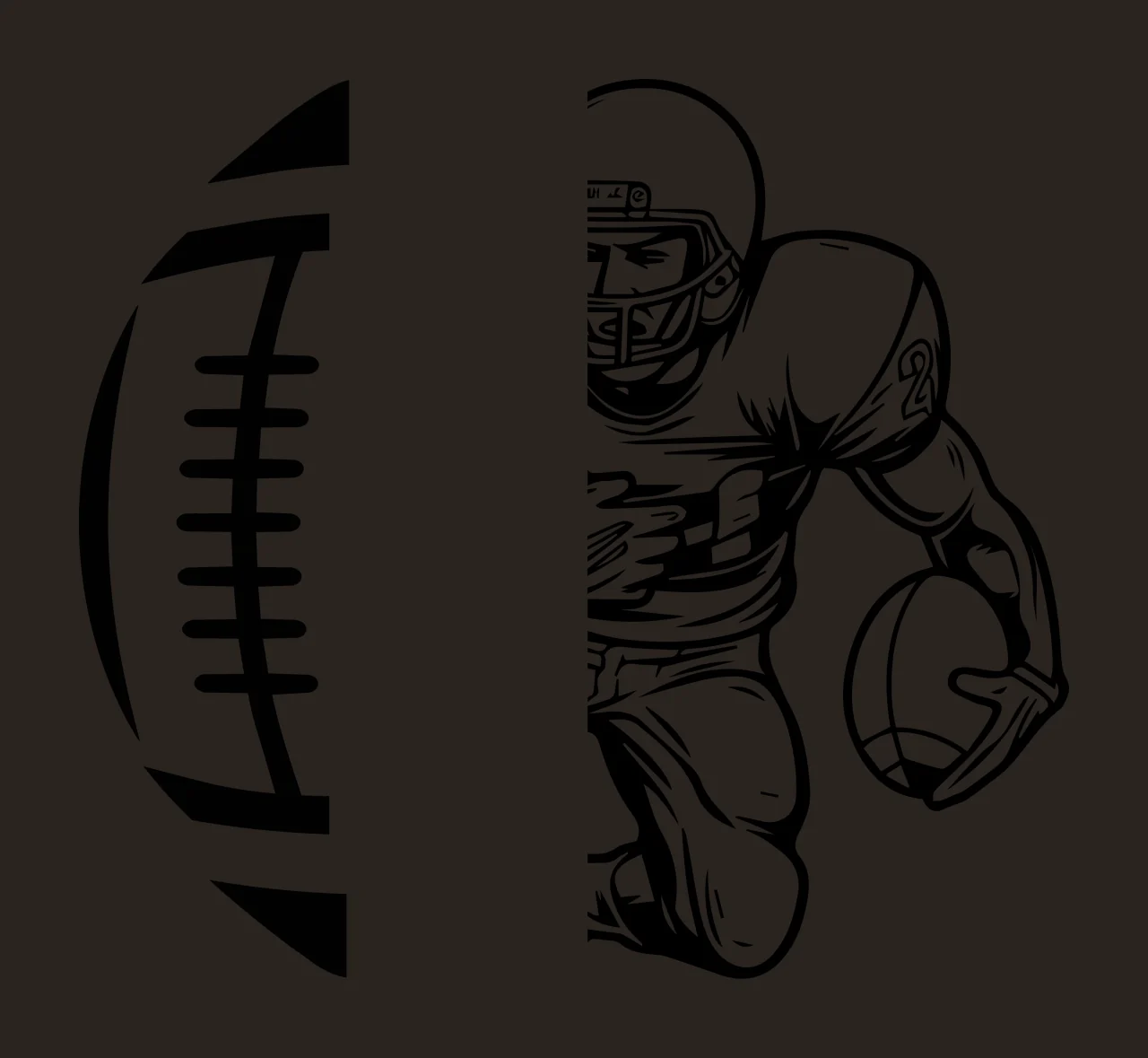 Split Football And Player Graphic running divider line art contrast preview thumbnail