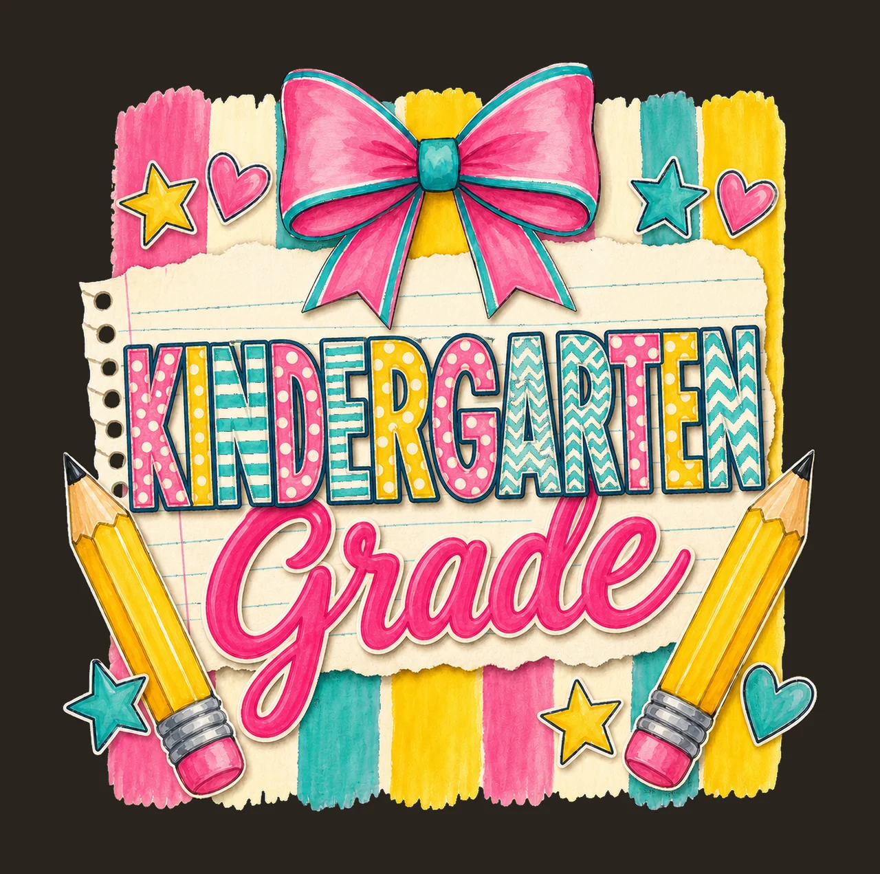 Striped Back To School Pre Kindergarten First Variation A contrast preview thumbnail