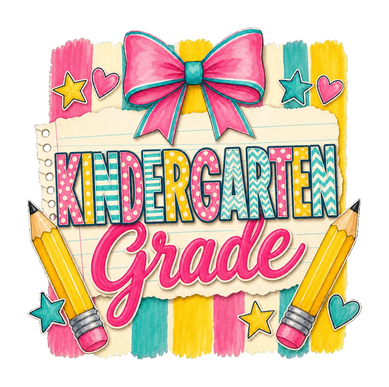 Striped Back To School Pre Kindergarten First Variation A