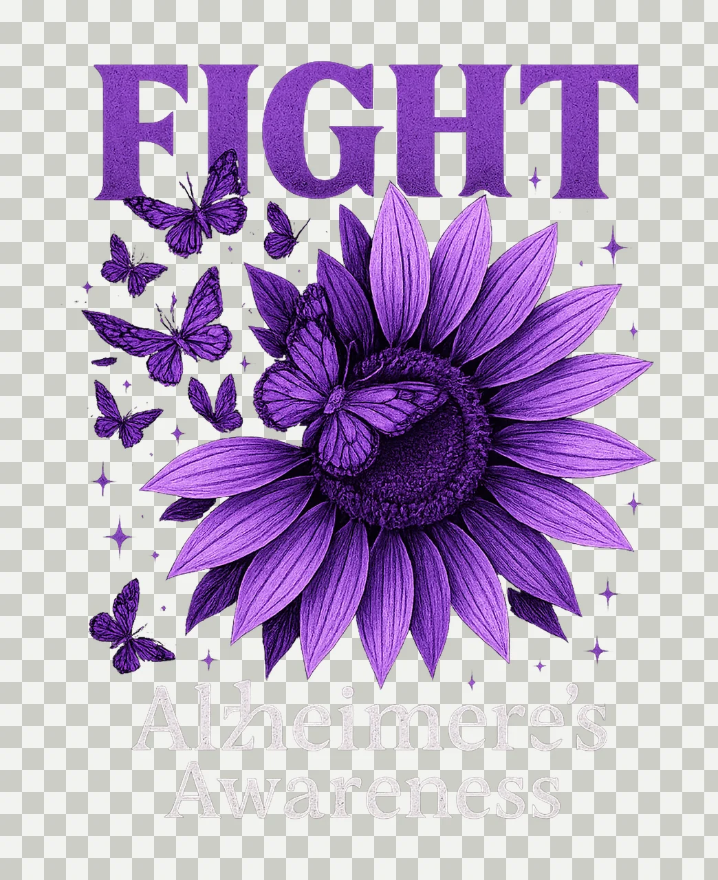 Fight Alzheimer Awareness Purple Ribbon Design Dementia transparency and detail preview thumbnail
