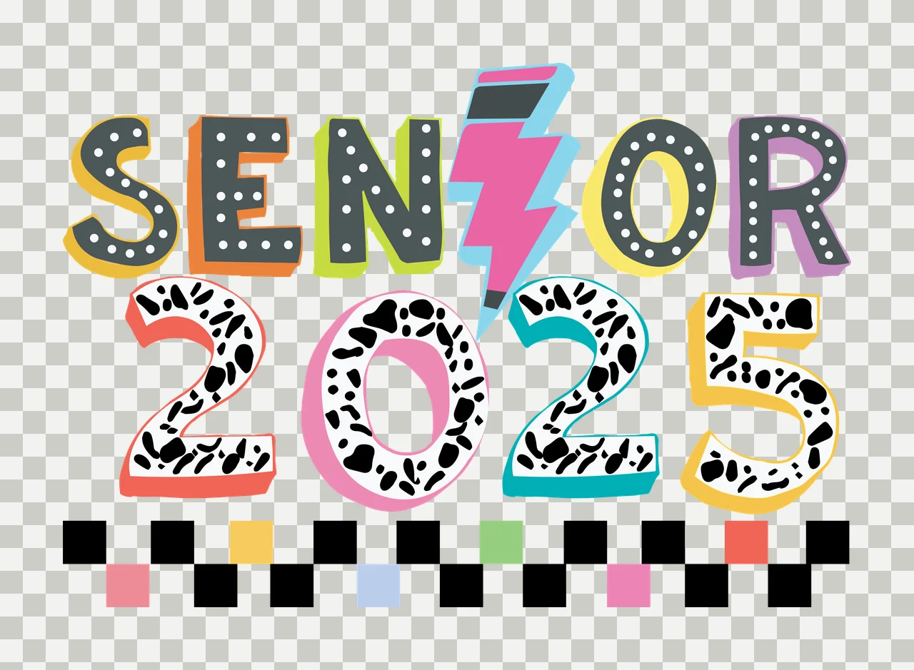 Senior 2025 Lightning Bolt Silhouette Art Text and Stacked transparency and detail preview thumbnail