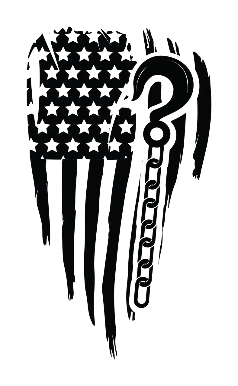 Flag Distressed With Heavy Chain Hook and Hang stars stripes