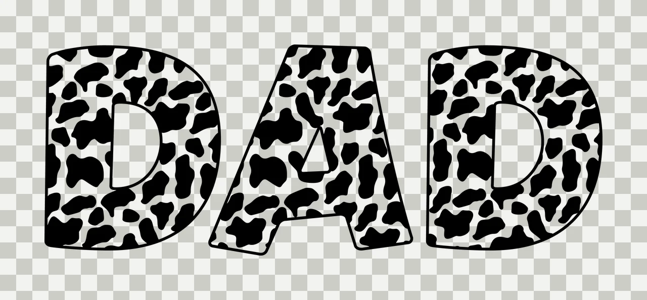 Cow Dad Print Letter Pattern Word spelling letters patterned transparency and detail preview thumbnail