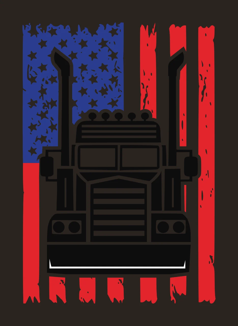 Truck Flag Semi Front View On Vertical Distressed stationary contrast preview thumbnail