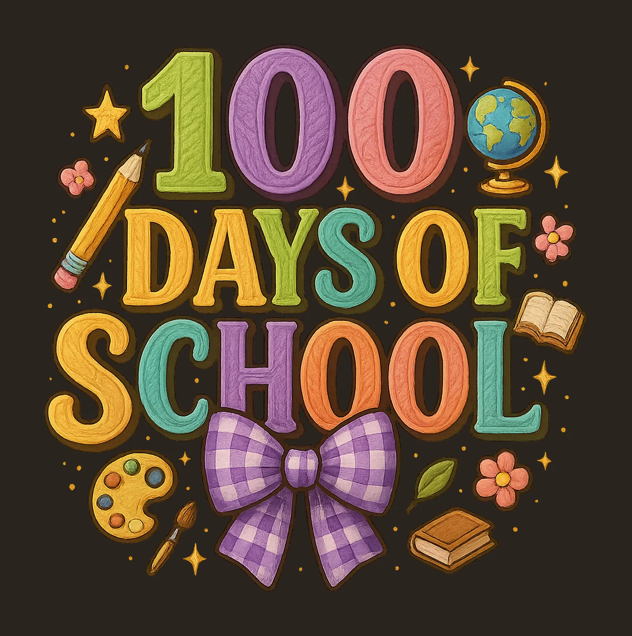 Perppy 100 Days Of School Faux Yarn Crochet Coquette Bow contrast preview thumbnail