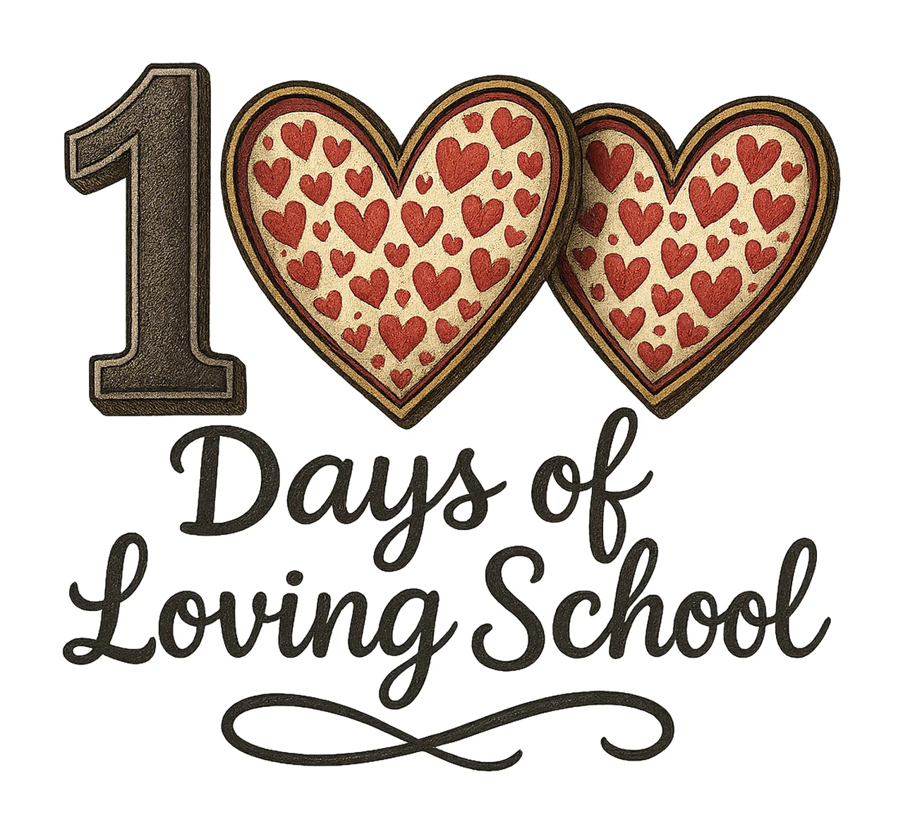 100 Days of School Heart Loving School Shirt Design Kids