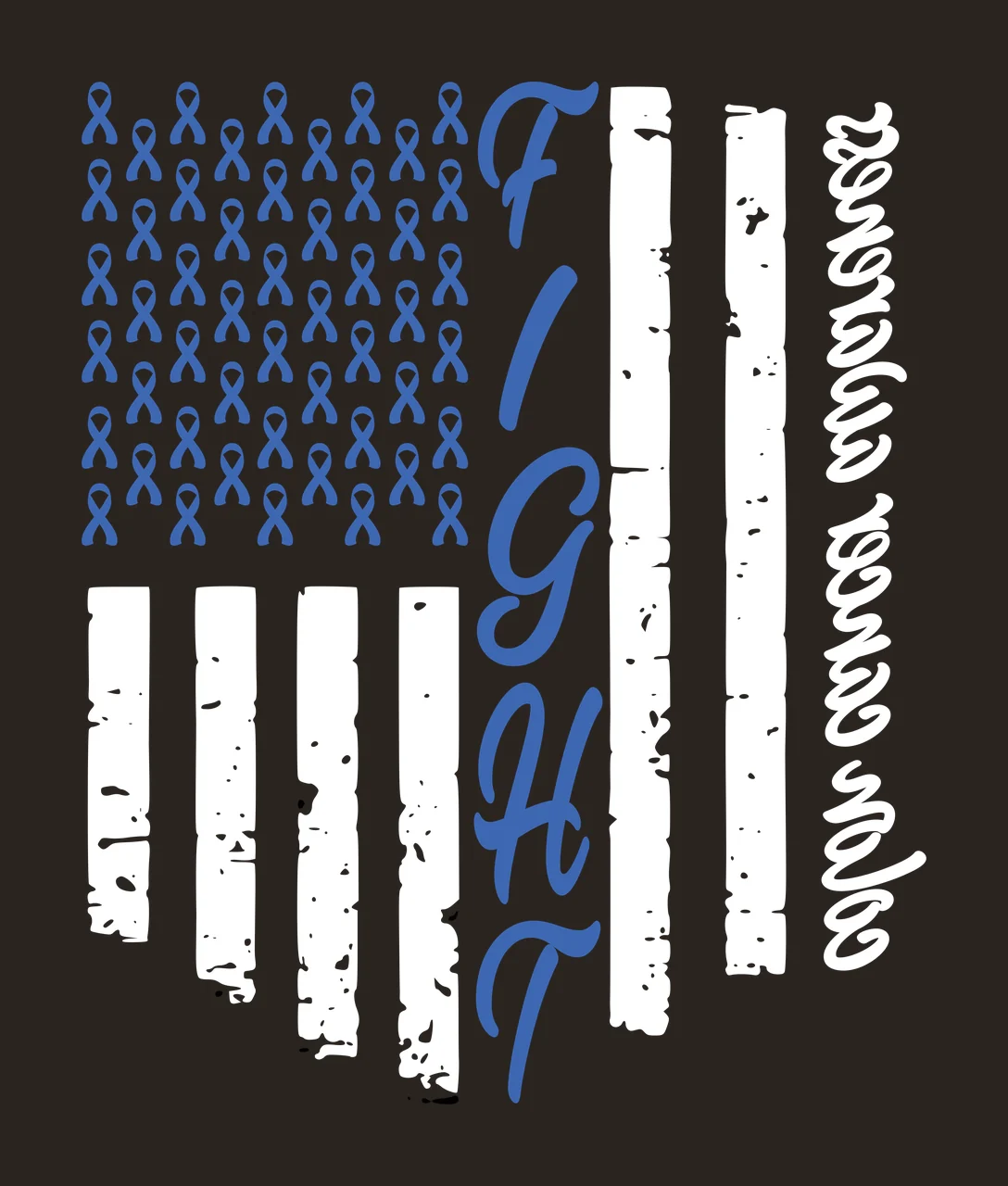 Cancer Fight Awareness Flag Graphic ribbons stars stripes distressed contrast preview thumbnail