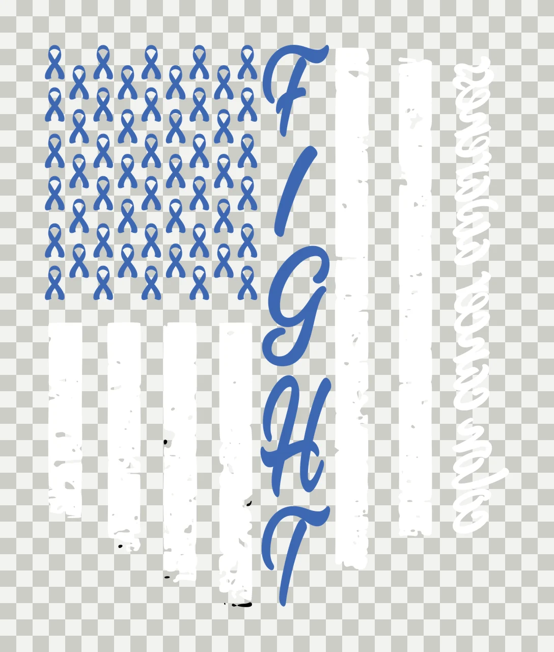 Cancer Fight Awareness Flag Graphic ribbons stars stripes distressed transparency and detail preview thumbnail