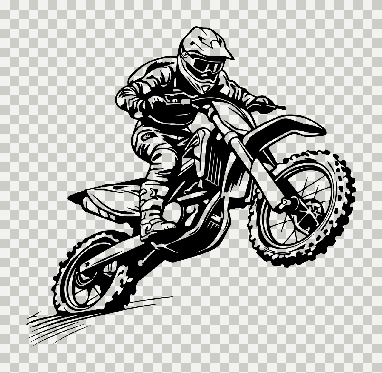 Motocross Rider Performing Wheelie Stunt motorcycle helmet transparency and detail preview thumbnail